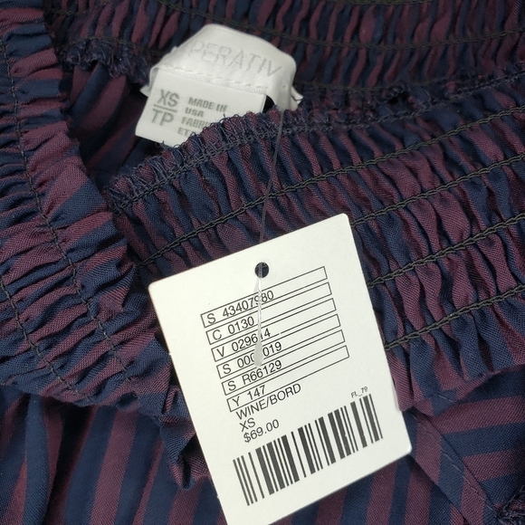 Urban Outfitters Cooperative NWT Navy Striped Off Shoulder Dress XS - Picture 6 of 6